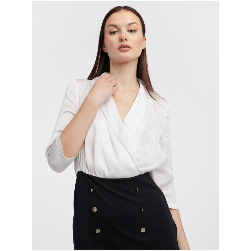 Krémovo-čierne dámske plášťové šaty