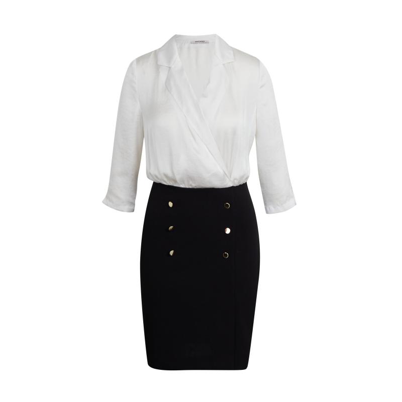 Krémovo-čierne dámske plášťové šaty