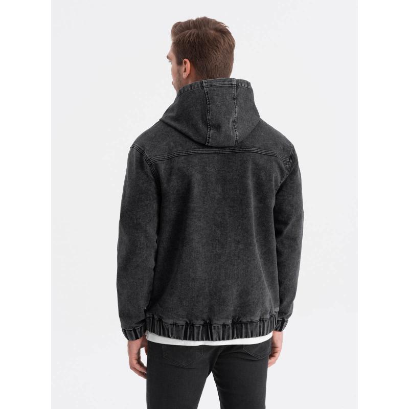 Férfi farmer katana dzseki cargo zsebekkel és csuklyával V4 C558 fekete