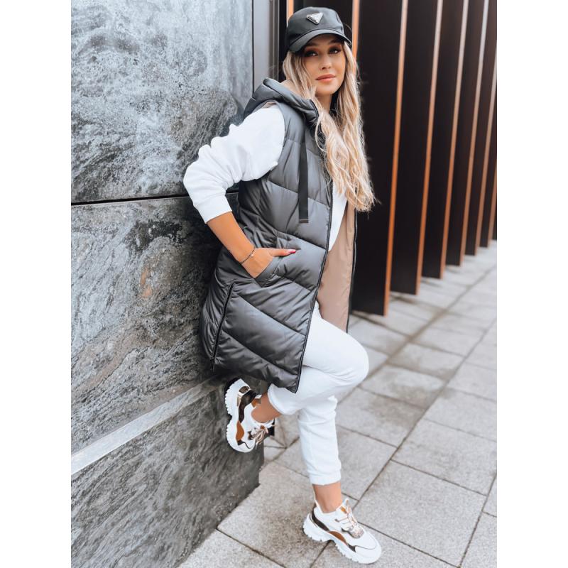 Tmavě šedá oboustranná dámská vesta ONADE