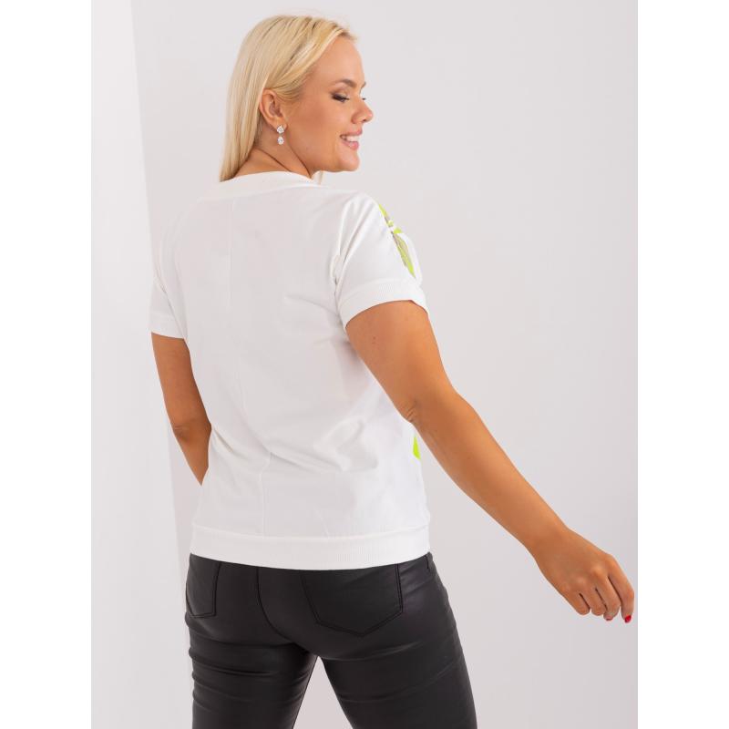 Dámská halenka s výstřihem plus size BEATRICE ecru-světle zelená  