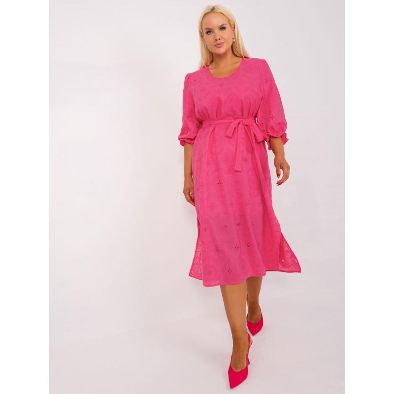 Dámské šaty plus size midi ĆAMILIA tmavě růžové 