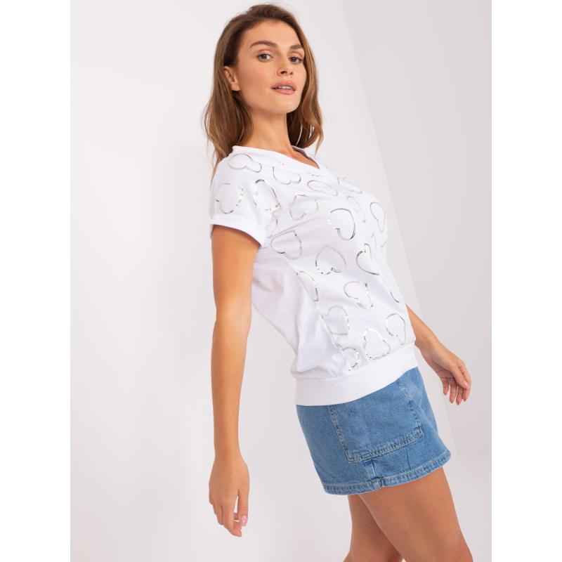 Dámská halenka s potiskem srdíček RUE PARIS bílá 