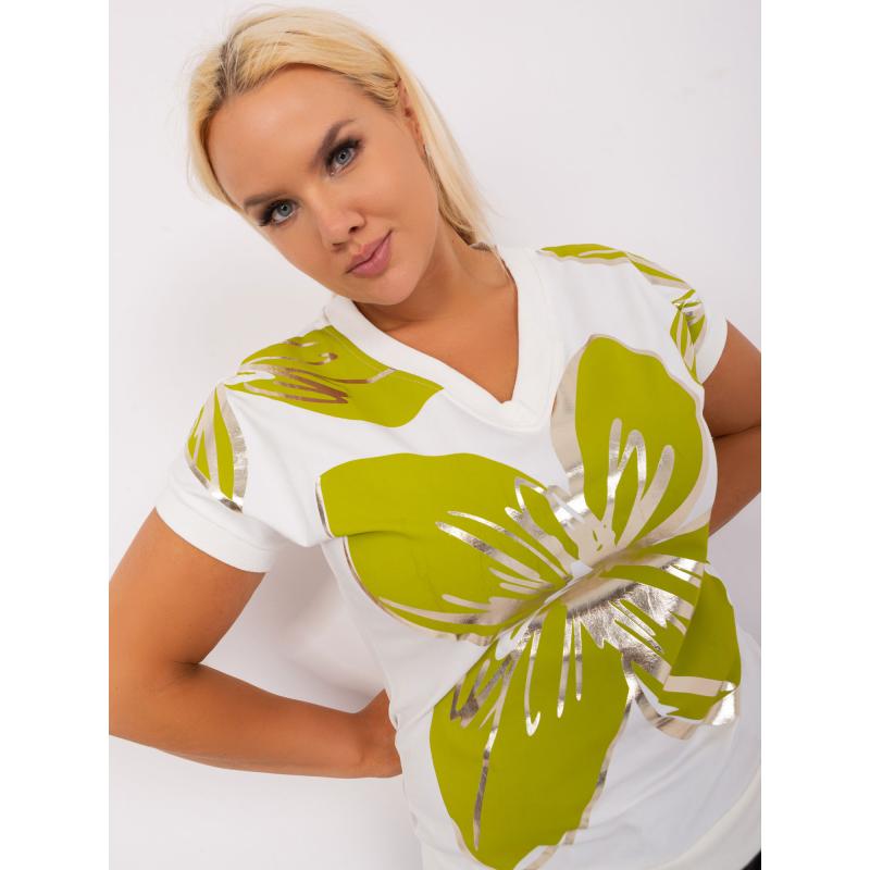 Dámská halenka s potiskem plus size CUTH ecru-khaki 