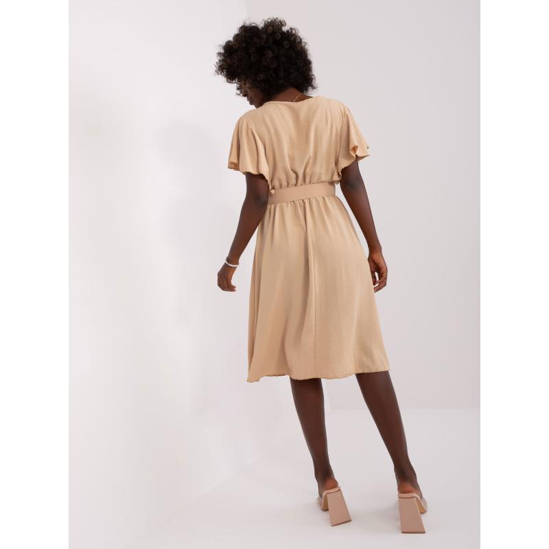 Dámské šaty s kulatým výstřihem LUCIE béžové