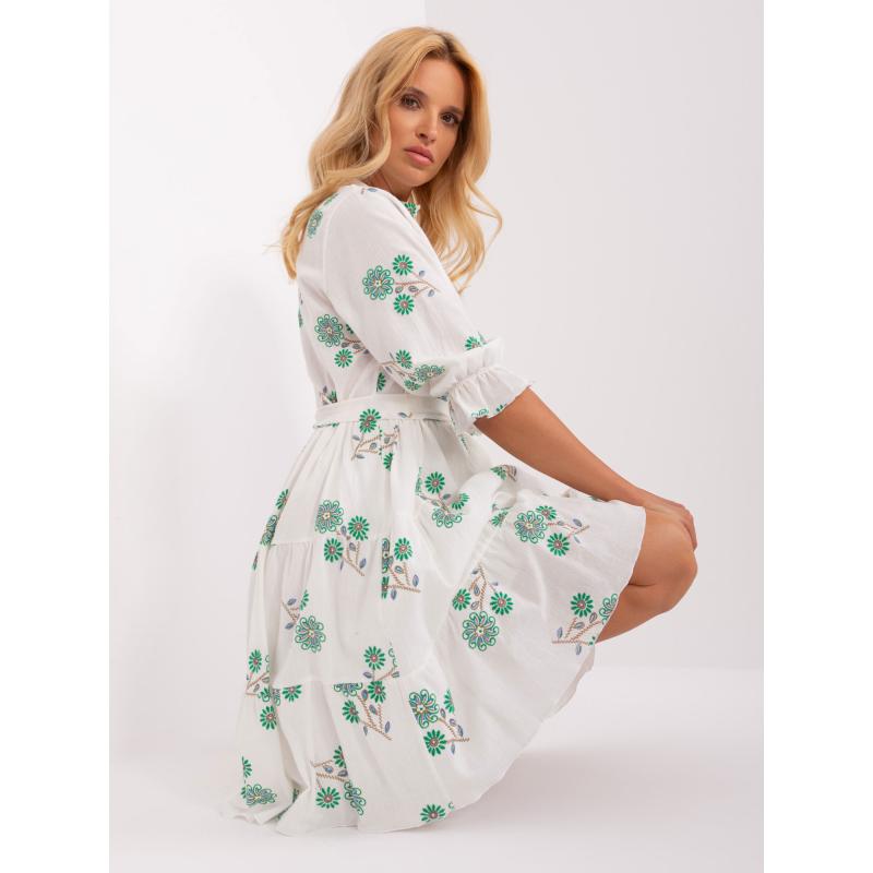 Dámske šaty s volánmi CHISA bielo-zelené