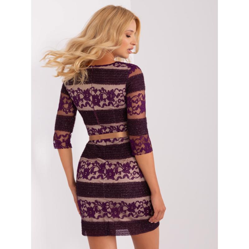 Dámské šaty s páskem RIMA fialové