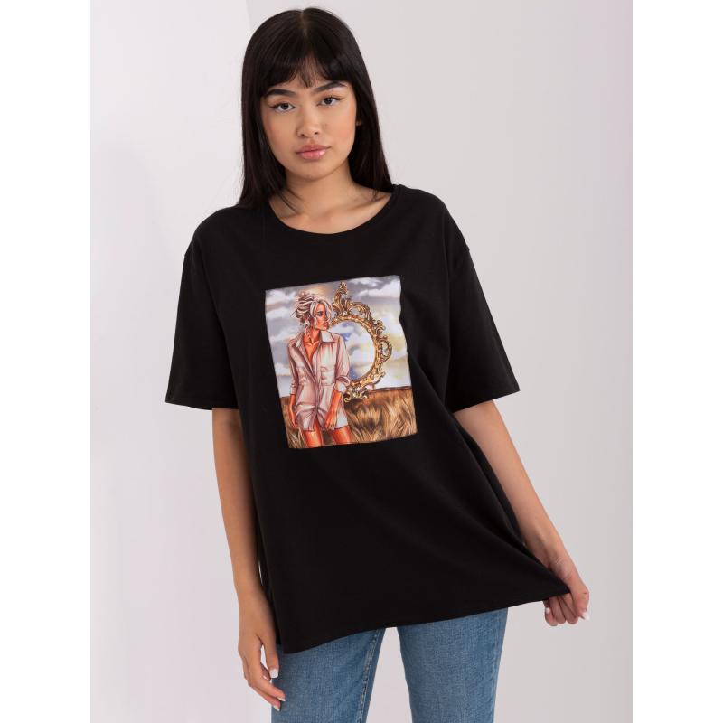 Dámské tričko s potiskem a aplikací ZOE černé 