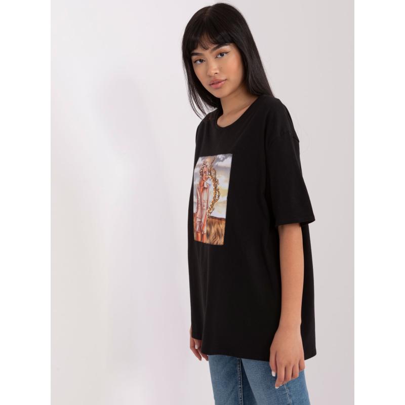 Dámské tričko s potiskem a aplikací ZOE černé 
