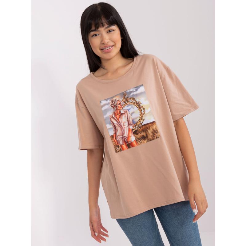 Dámské tričko nadměrné velikosti s potiskem JUDITA béžové 