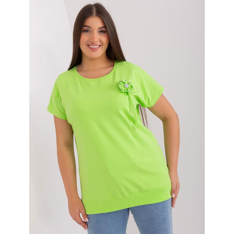 Dámská halenka s žebrovaným lemem plus size HENA světle zelená 