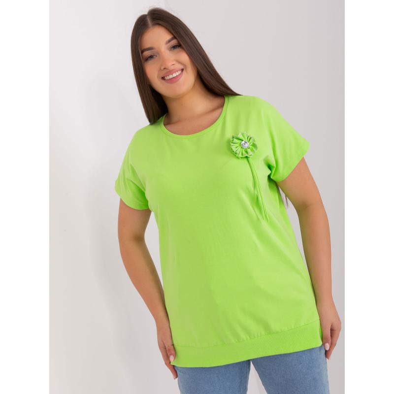 Dámská halenka s žebrovaným lemem plus size HENA světle zelená 