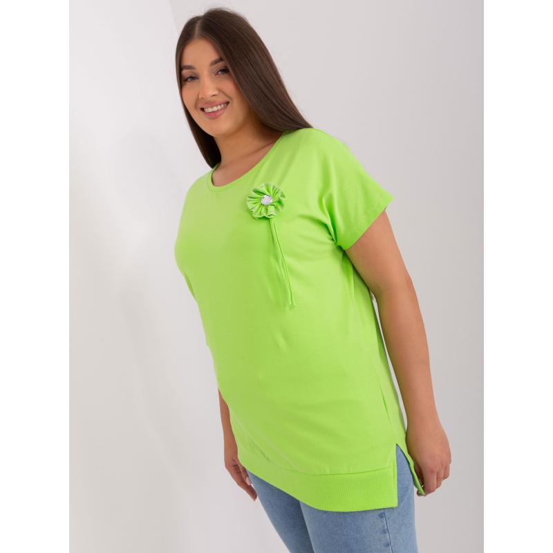 Dámská halenka s žebrovaným lemem plus size HENA světle zelená 