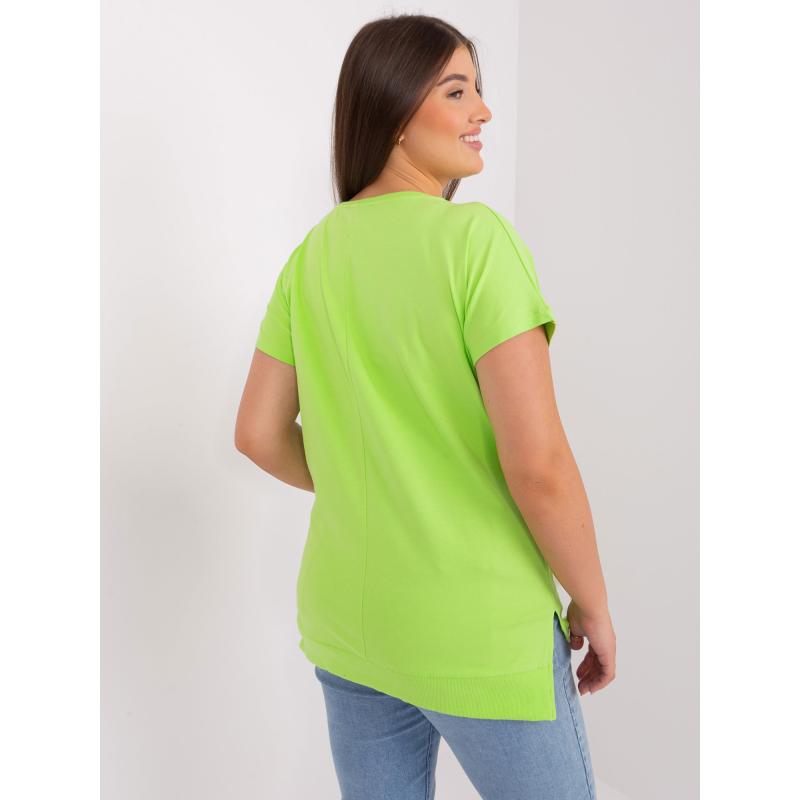 Dámská halenka s žebrovaným lemem plus size HENA světle zelená 