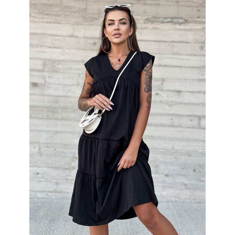 Női fodros ruha MAYFLIES fekete