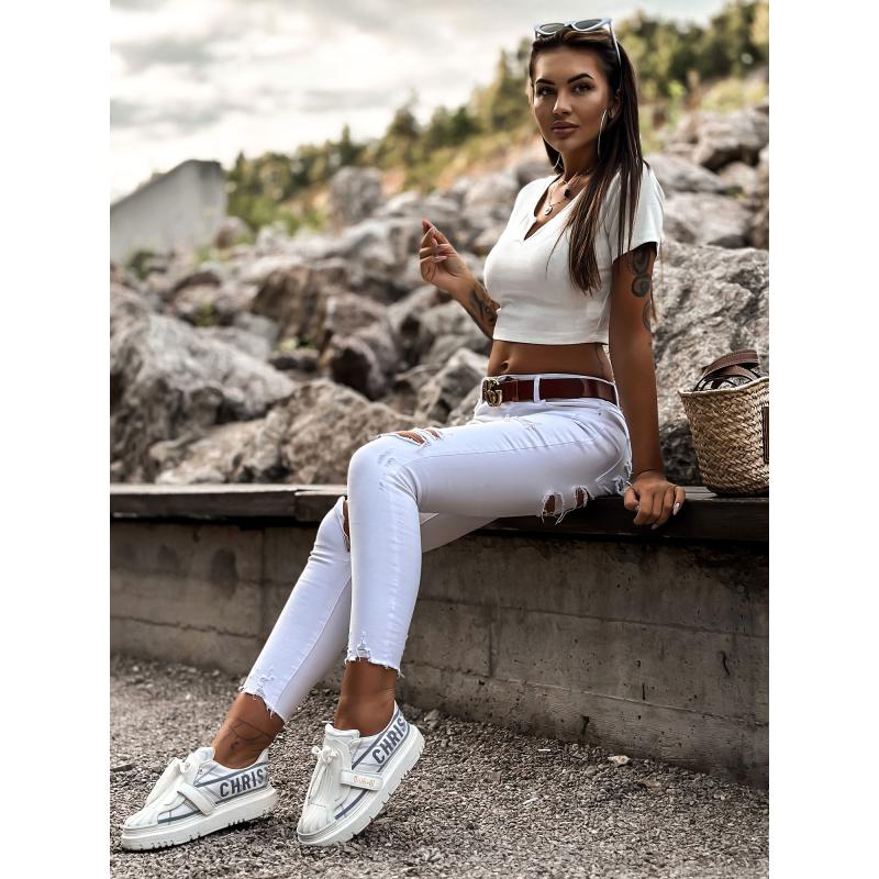 Női kivágott felső MAYFLIES ekrü