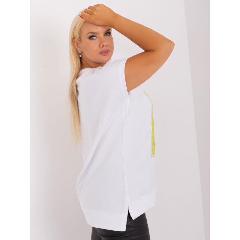 Női rövid ujjú pamut plus size blúz NICOLA ekrü-mészkék