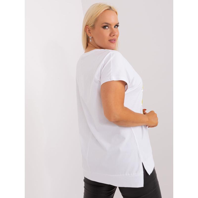 Női rövid ujjú pamut plus size blúz NICOLA ekrü-mészkék