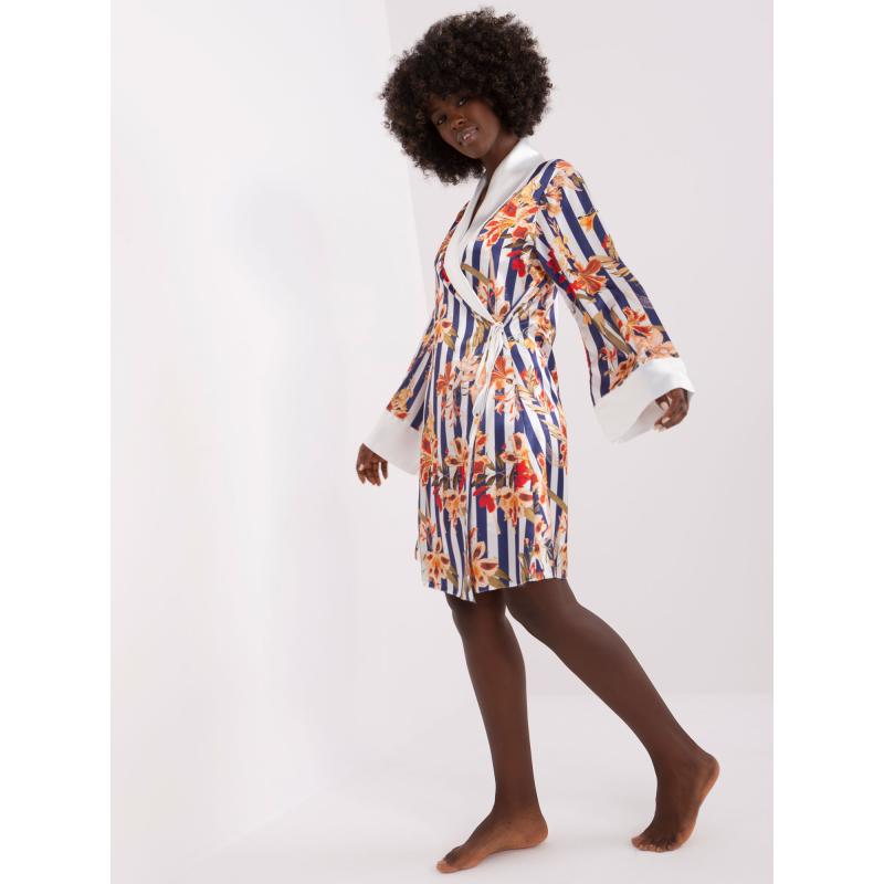 Női pizsama pántnélküli pólóval LUCY sötétkék-fehér