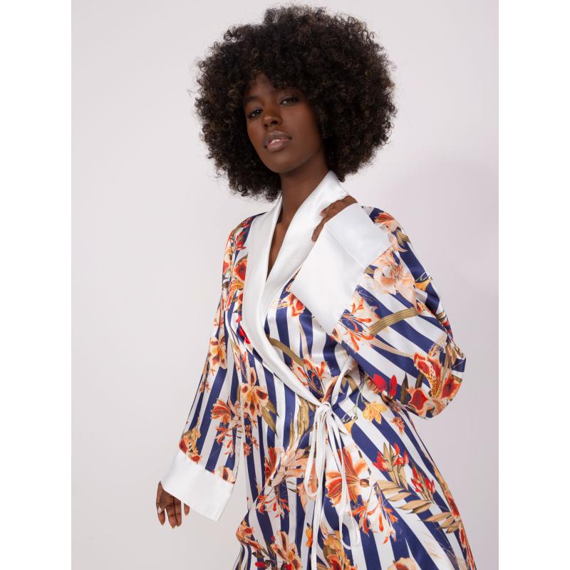 Női pizsama pántnélküli pólóval LUCY sötétkék-fehér