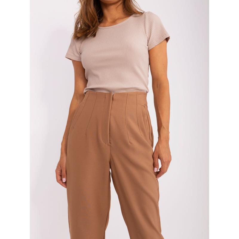 Dámské kalhoty rovného střihu OCH BELLA hnědé 
