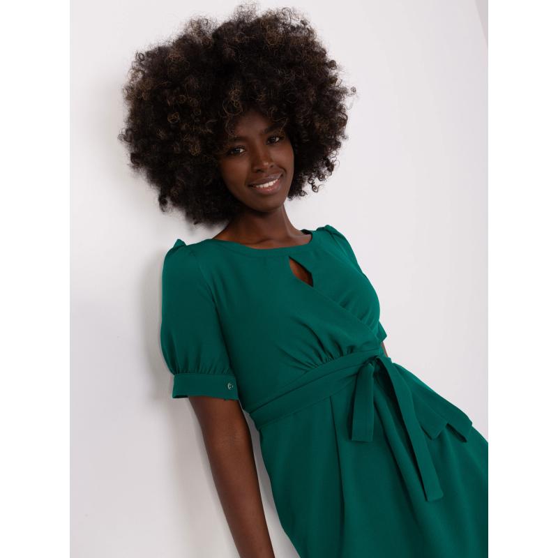 Dámské šaty s výstřihem SEVERIN tmavě zelené 