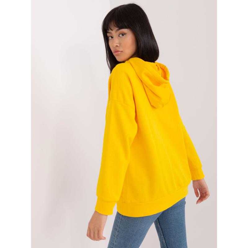 Női kapucnis pulóver felirattal JENNA sötétsárga