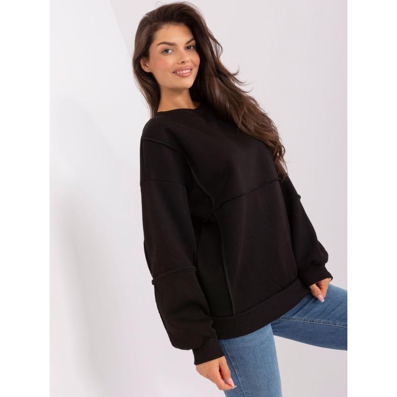 Női kapucnis pulóver kerek nyakkal IRINA fekete