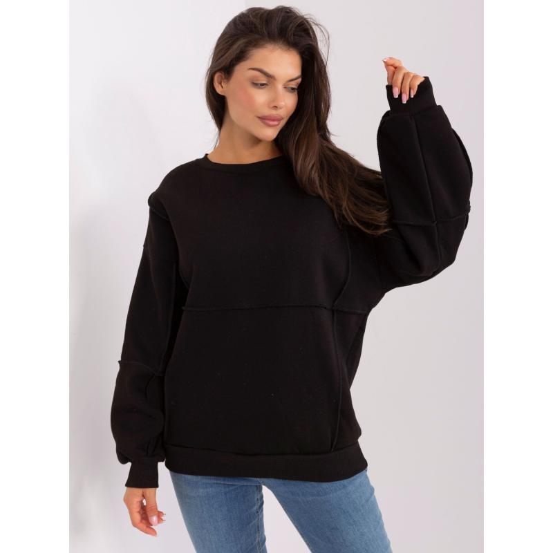 Női kapucnis pulóver kerek nyakkal IRINA fekete