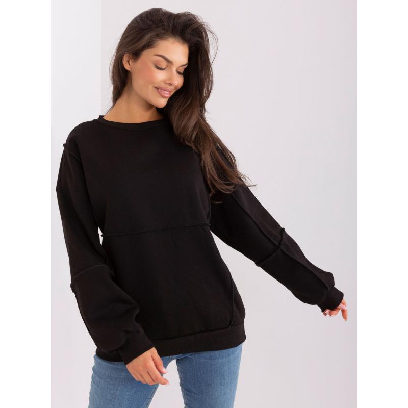 Női kapucnis pulóver kerek nyakkal IRINA fekete