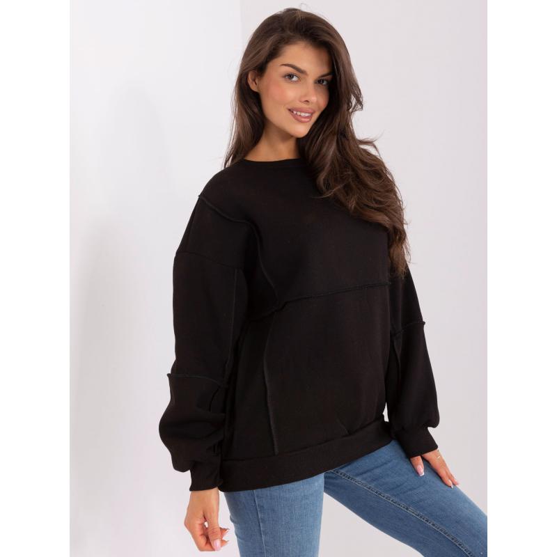 Női kapucnis pulóver kerek nyakkal IRINA fekete