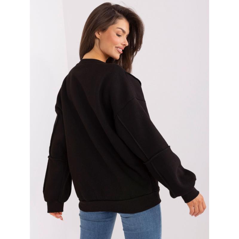 Női kapucnis pulóver kerek nyakkal IRINA fekete