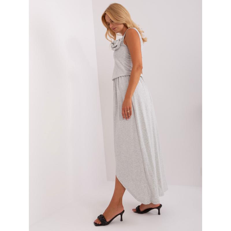 Dámské šaty s rozparkem maxi PIETRO světle šedé  