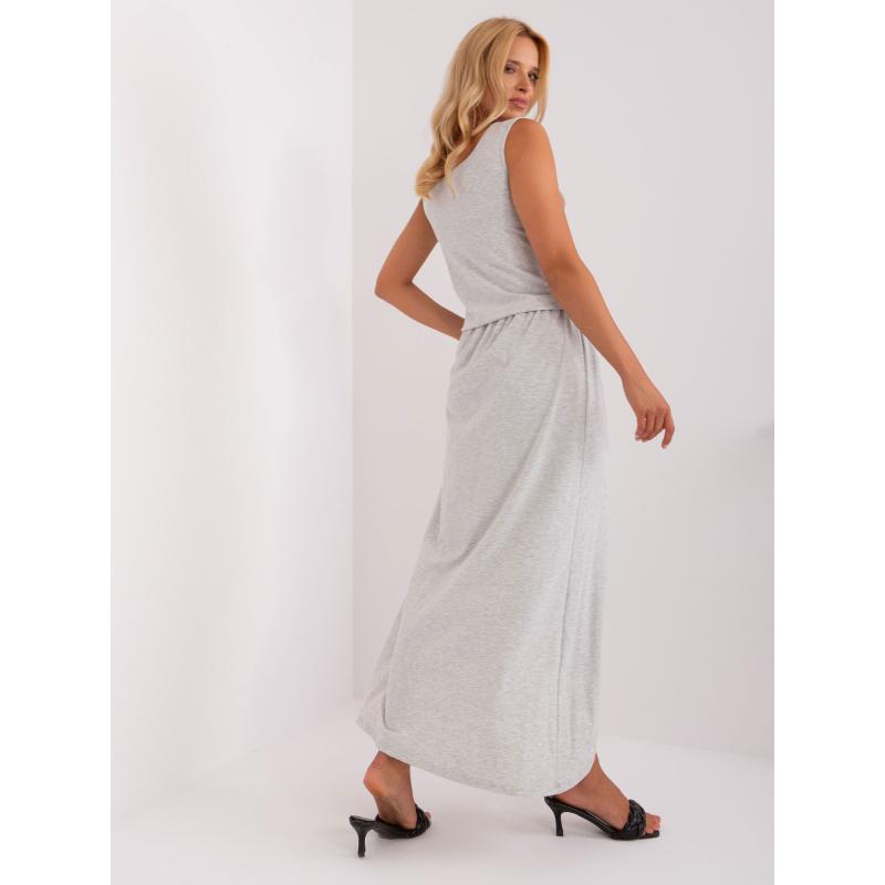 Dámské šaty s rozparkem maxi PIETRO světle šedé  