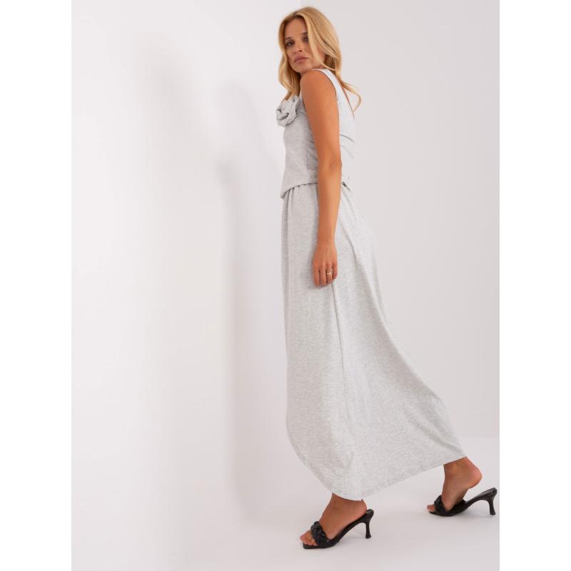 Dámské šaty s rozparkem maxi PIETRO světle šedé  
