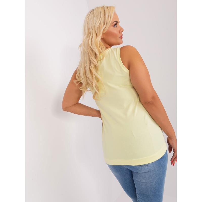Dámský top bez rukávů plus size LENA světle žlutý 