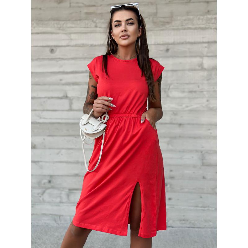 Dámské šaty s kulatým výstřihem MAYFLIES červené 