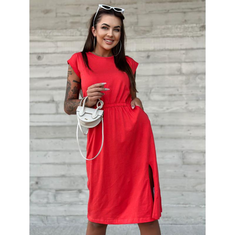 Dámské šaty s kulatým výstřihem MAYFLIES červené 