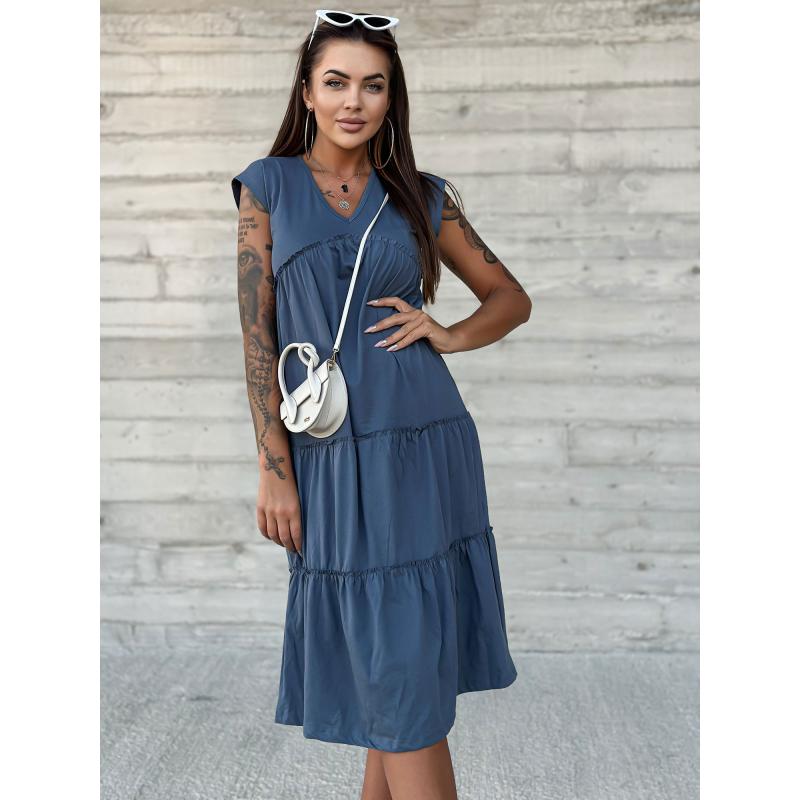 Női V-nyakú ruha MAYFLIES kék