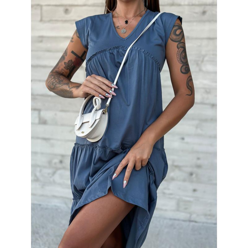 Női V-nyakú ruha MAYFLIES kék