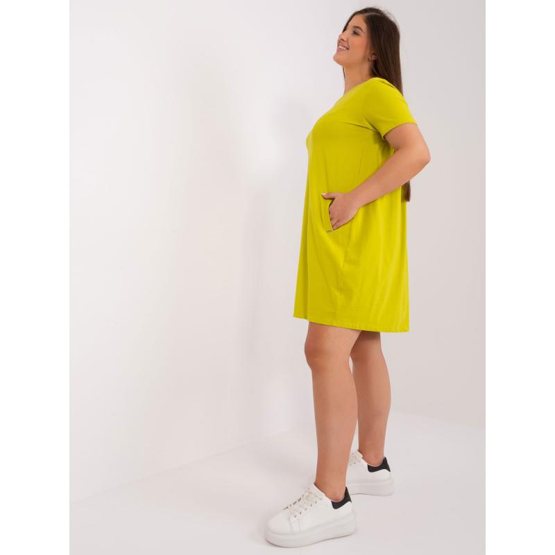 Női plus size ruha zsebekkel KATHLYN lime zöld