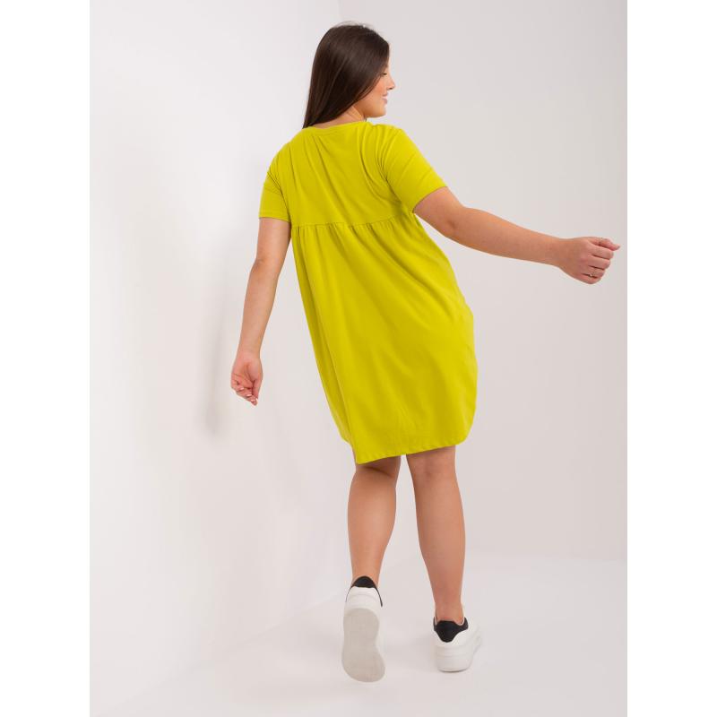 Női plus size ruha zsebekkel KATHLYN lime zöld