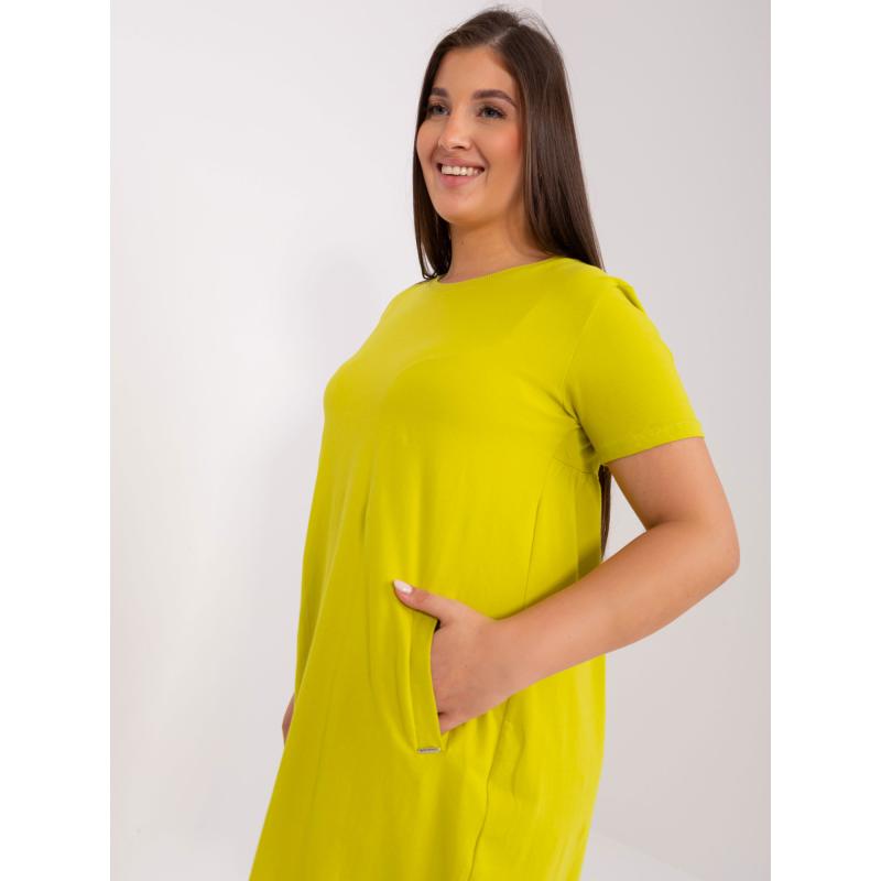 Női plus size ruha zsebekkel KATHLYN lime zöld