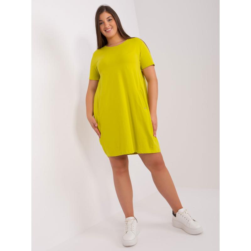 Női plus size ruha zsebekkel KATHLYN lime zöld