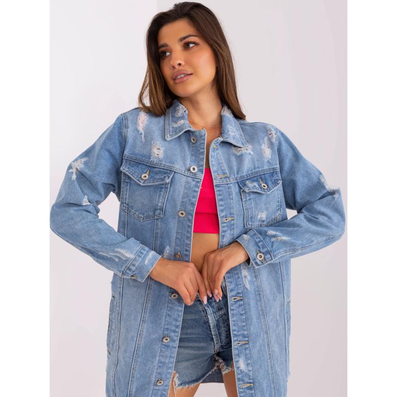 Dámská bunda s kapsami džínová AIDA modrá  