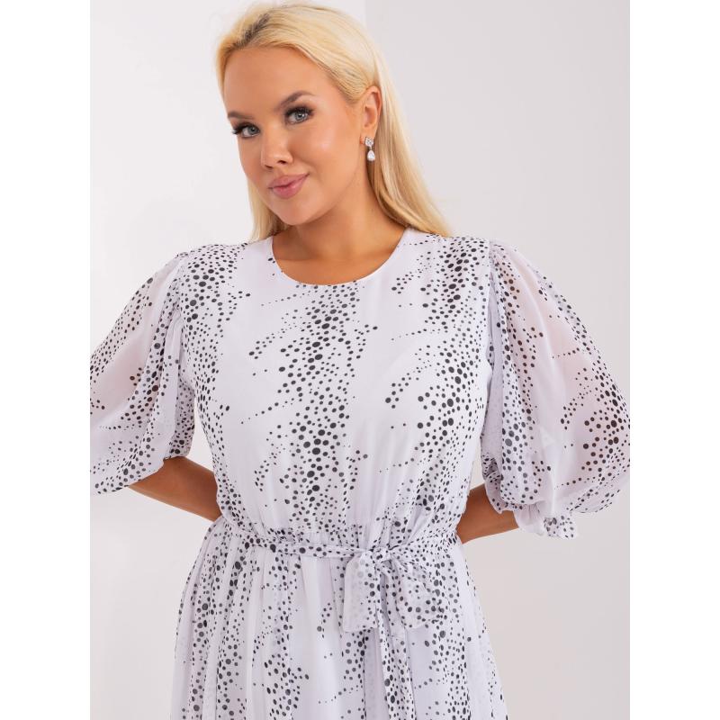 Dámské šaty s volánky plus size VANESA bílé 