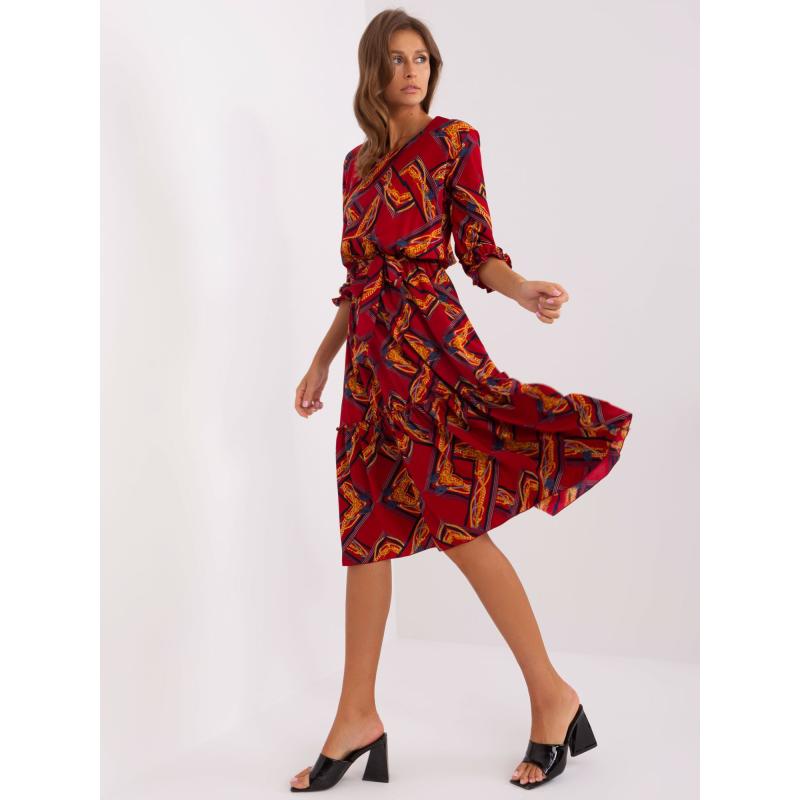 Női nyomtatott ruha NEVADA burgundi
