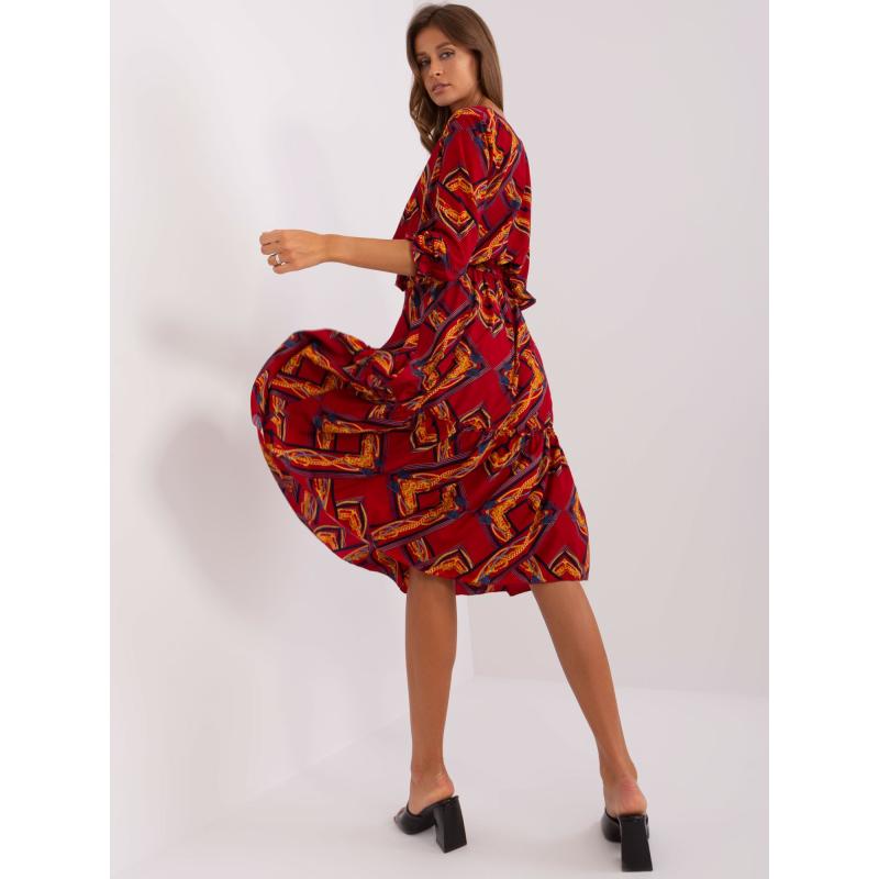 Női nyomtatott ruha NEVADA burgundi