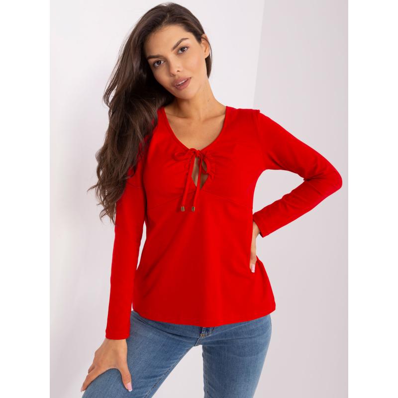 Hosszú ujjú női blúz RUE PARIS piros