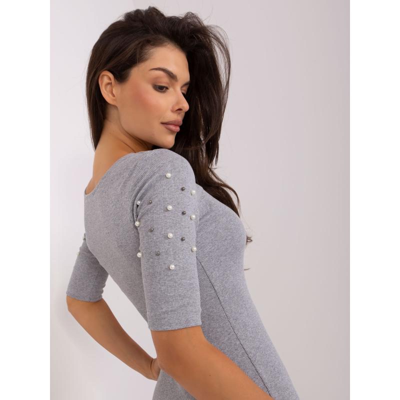 Női csíkos miniruha MARICELA szürke